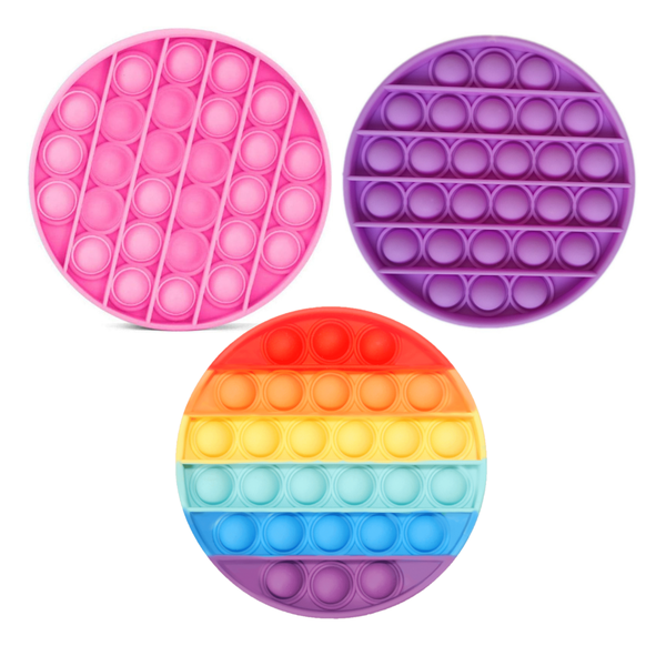 3 Pack Playful Panda Bubble Circular Fidget Sensory Pop It Silicone Toy
