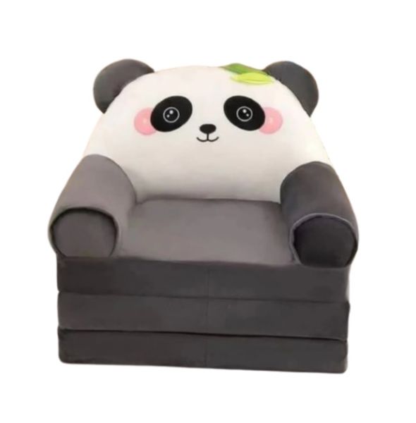 Kids Sofa Slipcover Panda Shaped Elastic Soft Velvet Sofa