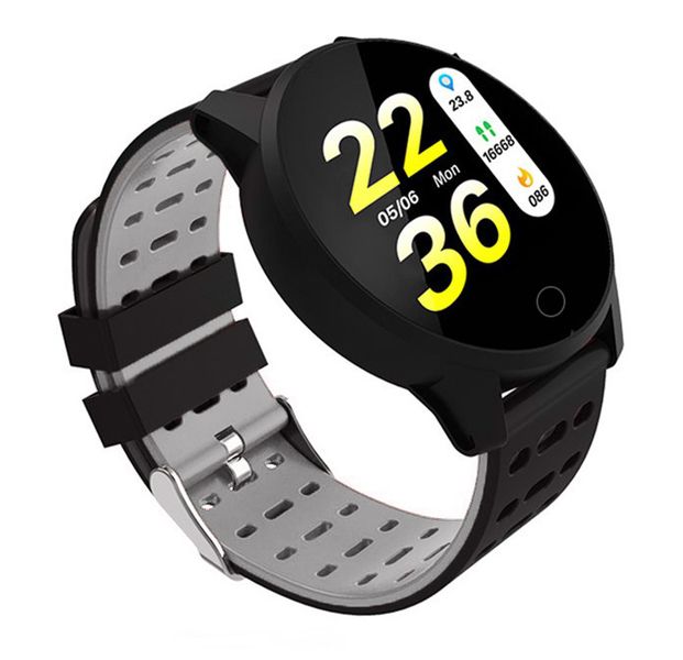 Fitness Tracker Heart Rate Monitor Call SMS Reminder Smart BT Watch - Grey