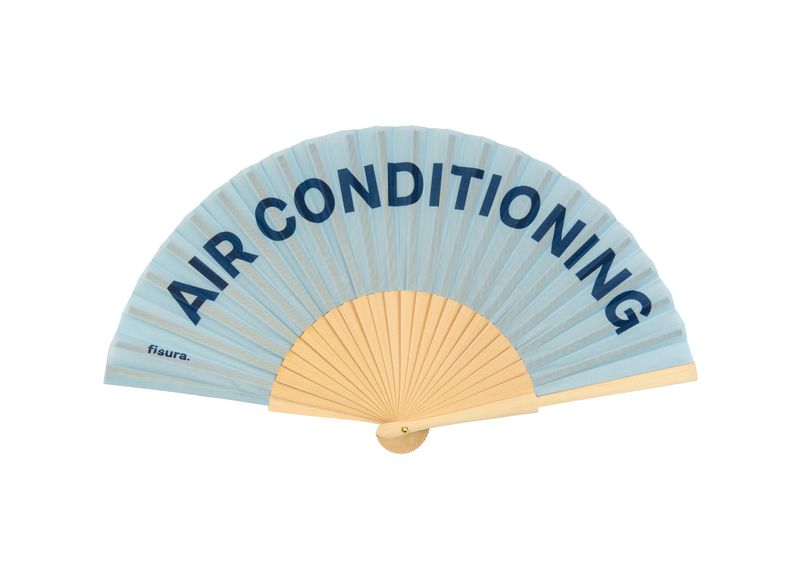 Air Conditioning Wood &amp; Textile Fan - Baby Blue &amp; Navy