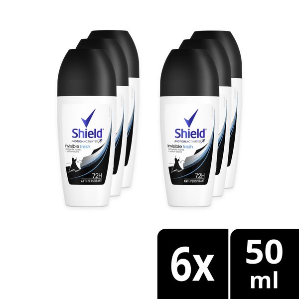 Shield Women Invisible Fresh Antiperspirant Roll-On Deodorant 6x50ml
