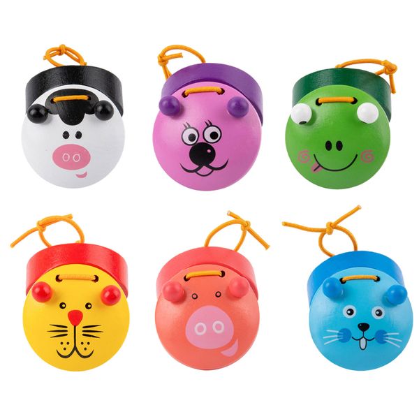 6 Piece Cartoon Wooden Castanet, Rhythms Instrument For Party