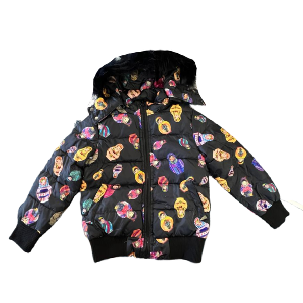 Kids Cool Winter Warm Fashionable Jackets-Black Print
