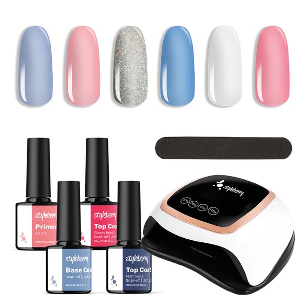 Styleberry 6 Gel Polish with 5 Pieces Essential Set with Lamp