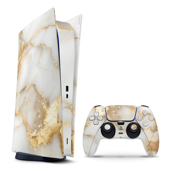 Decal Skin Compatible with PS5 Digital - White Gold Vein Marble (Decal Only)