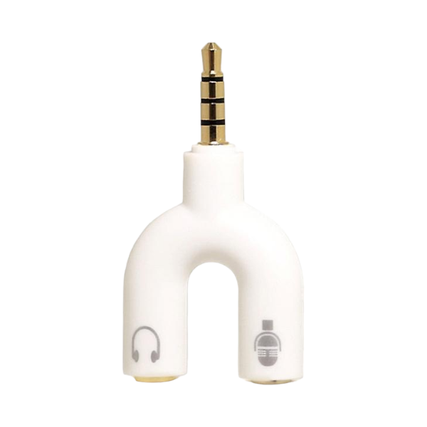 U-Shaped 3.5mm Male To Dual Female Audio Splitter Cable - White
