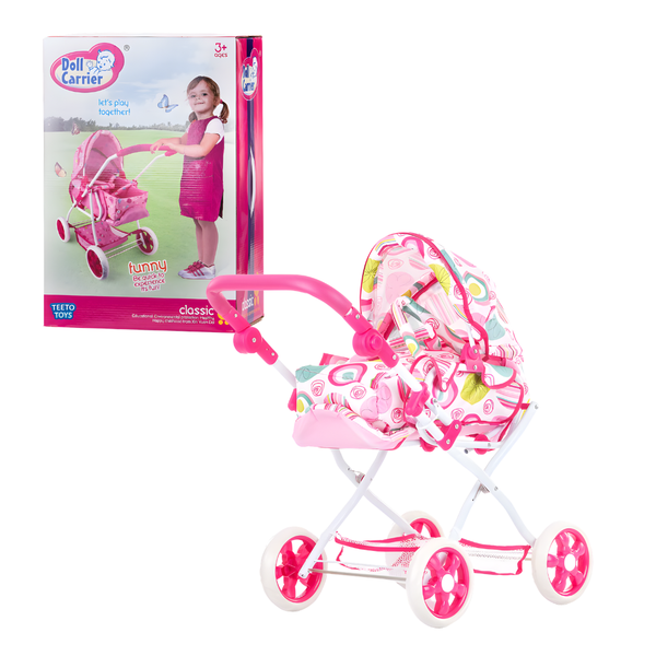Doll Stroller Pram and Baby Bag Set - Pretend Play Toys for Girls