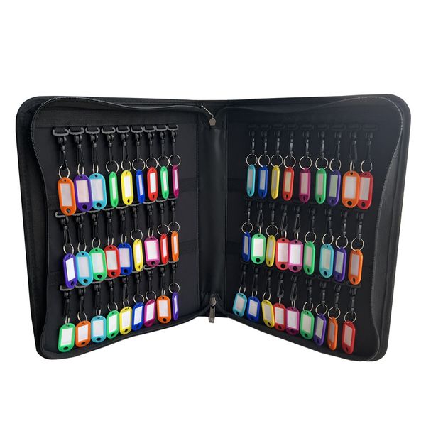 Portable Fireproof Waterproof Key Organizer Case with 54 Color Tag Holders
