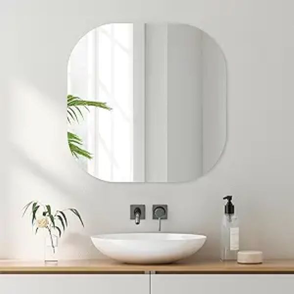 Frameless Square Round Mirror W60cmxD0.4cmxH60cm