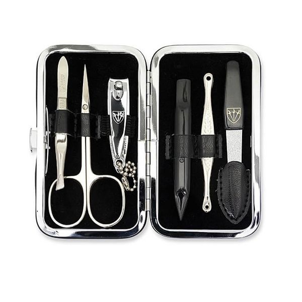 Kellermann 3 Swords Manicure Set Faux Leather Case Black 6 Piece