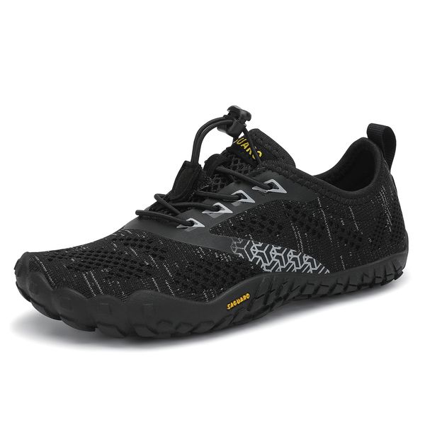 SAGUARO Kids Luck 1 Barefoot Shoes -BLACK Wide Toe, Zero Drop