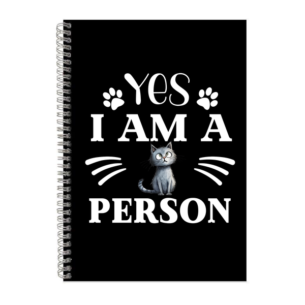 Cat Person Grey A4 Notebook for Lovers Funny Graphic Birthday Present 002