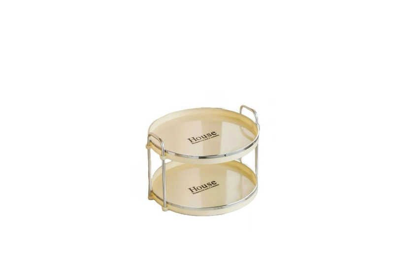 2 Tier Round Serving Tray with Handle
