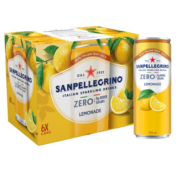 Sanpellegrino Zero Lemonade Italian Sparkling Drink 6 x 330ml