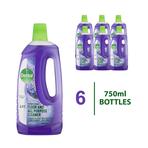 Dettol 6 x 750ml, All Purpose Cleaner, Disinfectant, Lavender