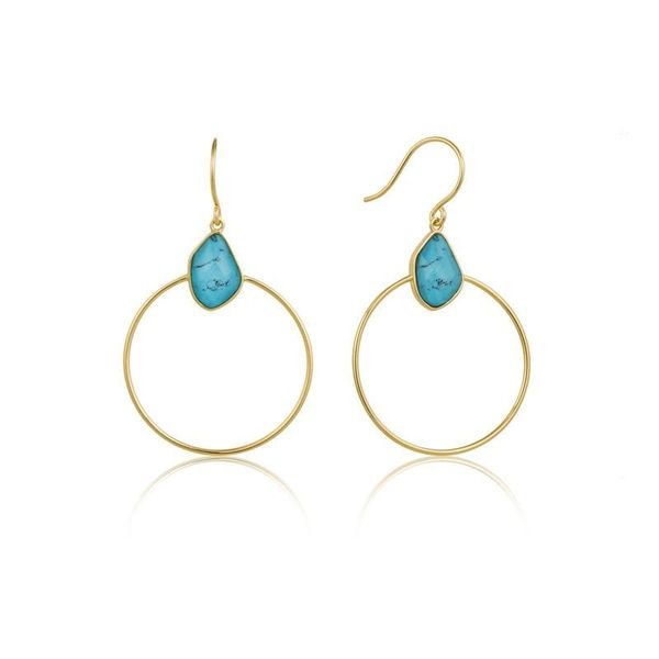 Ania Haie Glow Turq Front Hoop Earrings - Gold