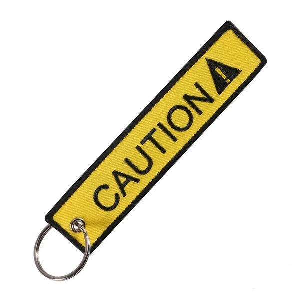 Novelty Motor Bike Key Ring - Caution - Safety Tag