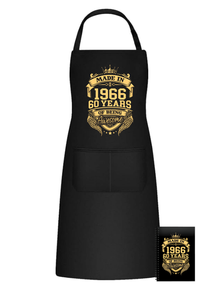 60 Years Old Made in 1966 Fun Kitchen Braai Apron Birthday Gift Idea