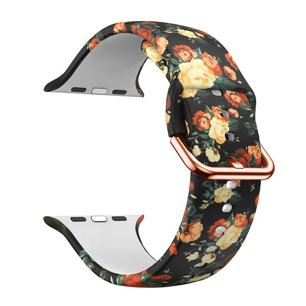 Silicone Strap for Apple Watch 42/44/45mm-Vintage Roses