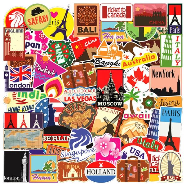 International Travel Landmark Country Decorative Sticker Mix (100 Piece)