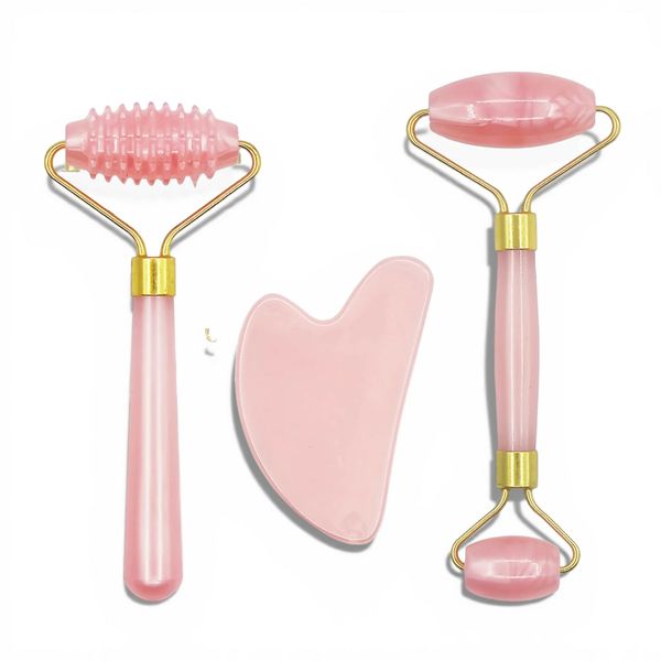 GlowSculpt 3-Piece Resin Facial Roller &amp; Gua Sha Massager Set