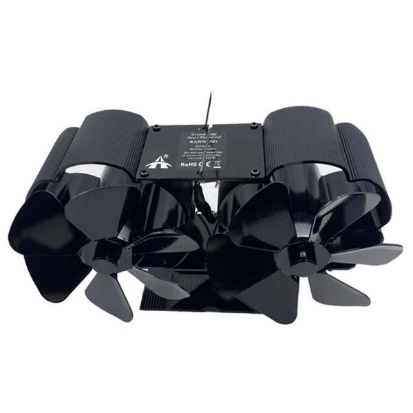 ALANES 12 Blades Dual Motors Wood Stove Fan with Bracket for Wood Stove