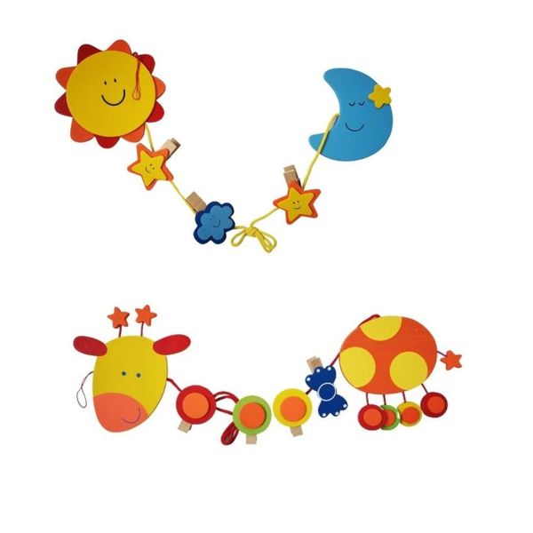 SourceDirect - Colourful Wooden Memo Clips - Sun - Moon and Giraffe