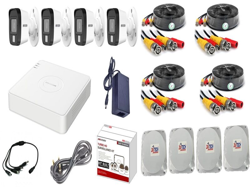 HIKVISION 4CH Smart Hybrid Kit with Readymade Cables &amp; Junction Boxes