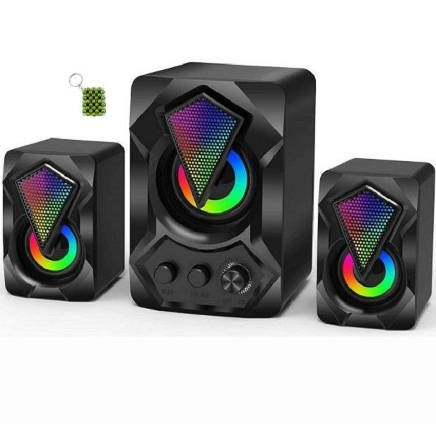 AB-D391 3.5mm Audio LED Computer Speakers - Illuminate Your Sound + Key Holder
