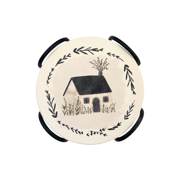 Designer Ceramic Coasters with Holder