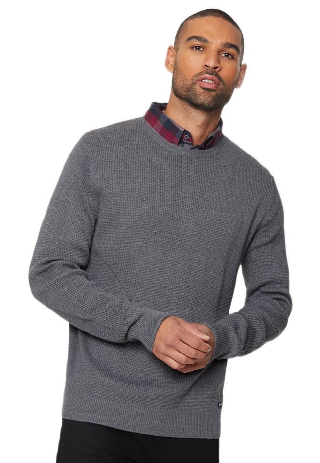 Threadbare - Men's Grey Mock Shirt Collar Jumper | Shop Today. Get it ...