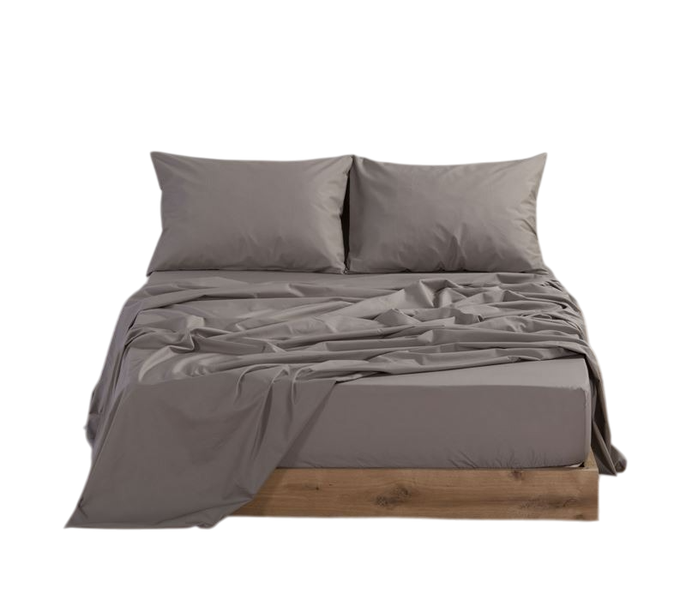 Queen Size Flat Sheet with 2 Standard Pillowcases - Grey