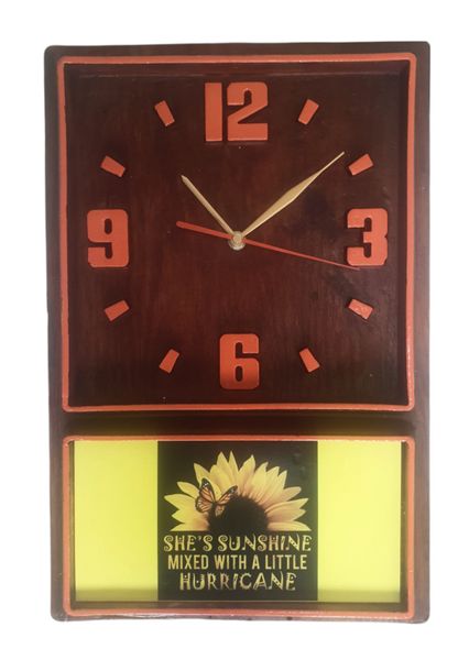 Retro Box Clock (Orange) She Is Sunshine (88)