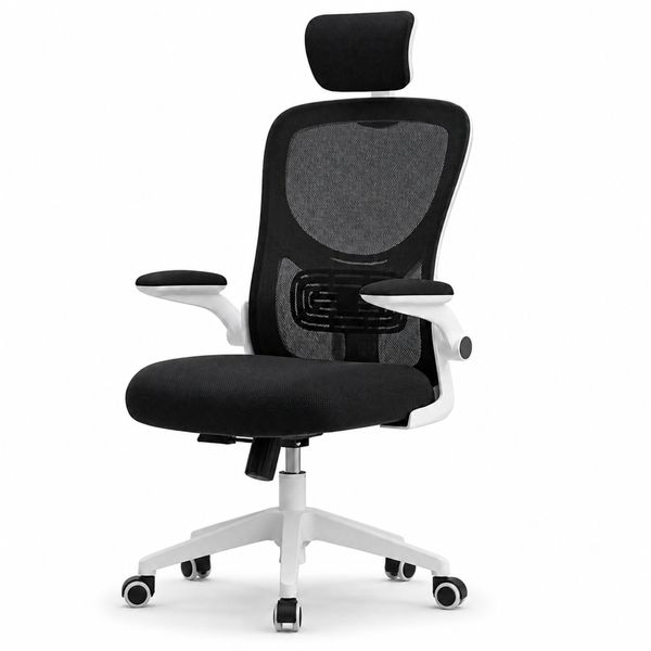 NOVOGRACZ Office ERGONOMIC Premium Mesh Chair - PEARL WHITE with BLACK Mesh