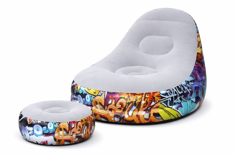 Inflatable Lounge Chair with Ottoman Set
