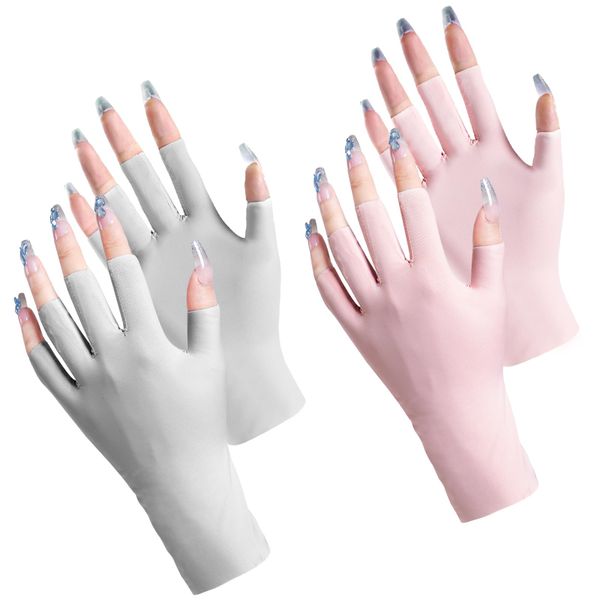 2 Pairs UV Gloves for Nails - UPF 50+ Anti UV Gloves for Gel Nail Lamp