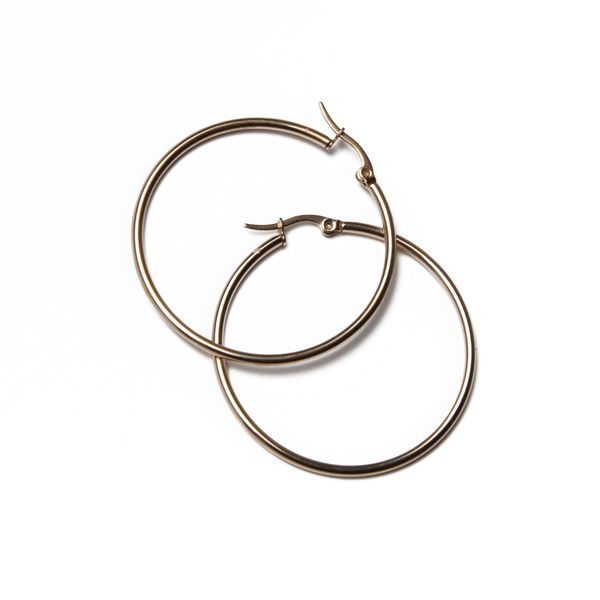 Earrings Stainless Steel Rose Gold Sleeper Hoop