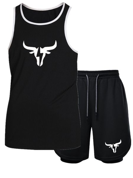 Men's Summer Running Fitness Vest And Shorts Sportswear Set