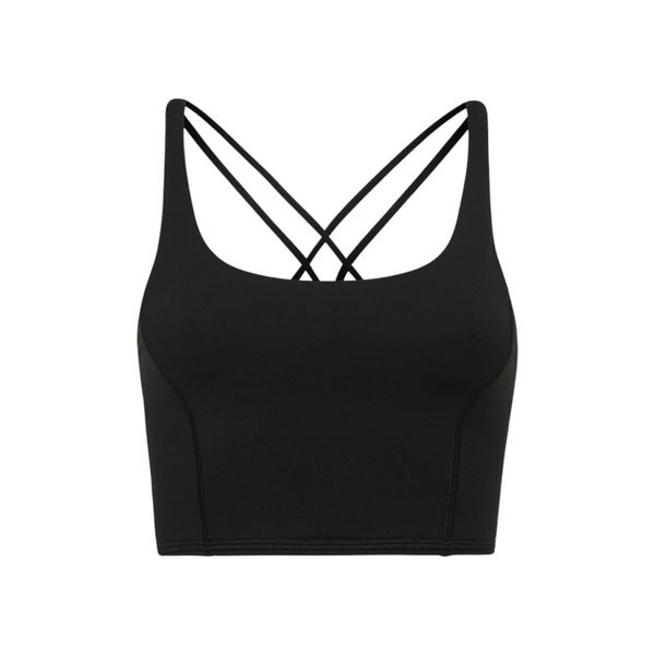 Women's Striped Shockproof Back Yoga Vest - Black