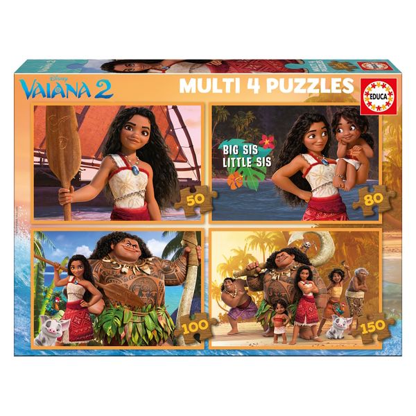 Educa Multi 4 Puzzles - Moana 2 (50,80,100,150 Piece)