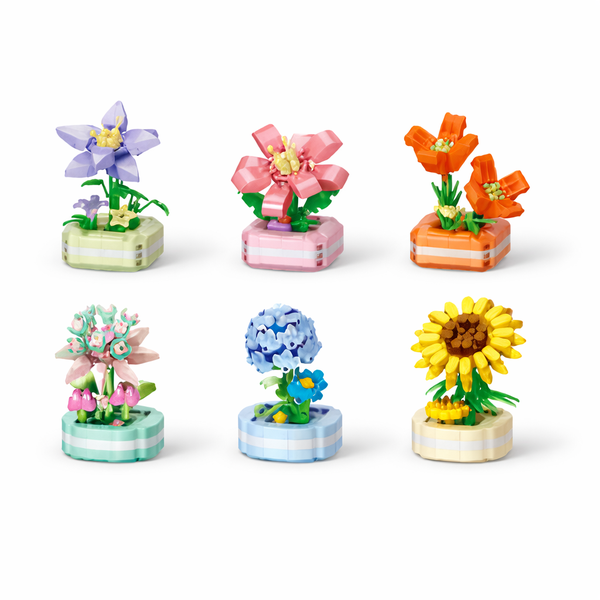 Flower Potted Building Blocks - Multicolor 6 Pack