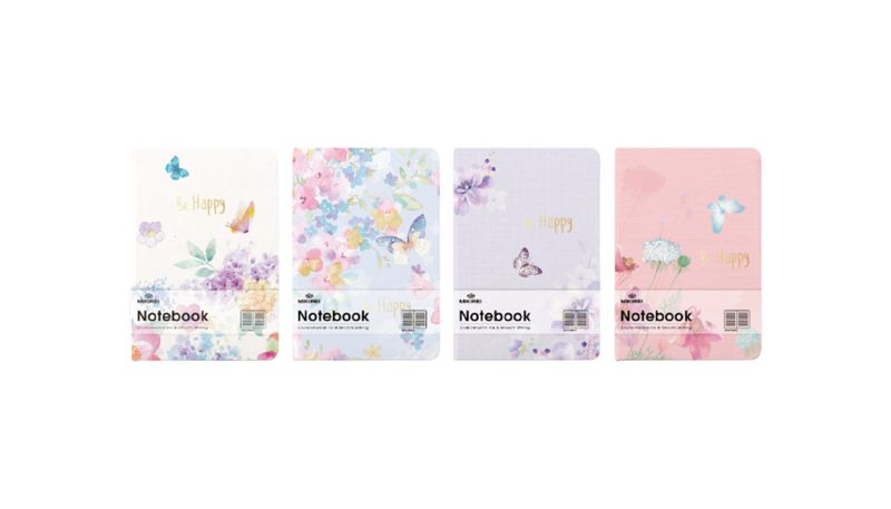 4 Piece Set Floral Hardcover Notebook - 14.5 × 10.5 cm (144 pages).