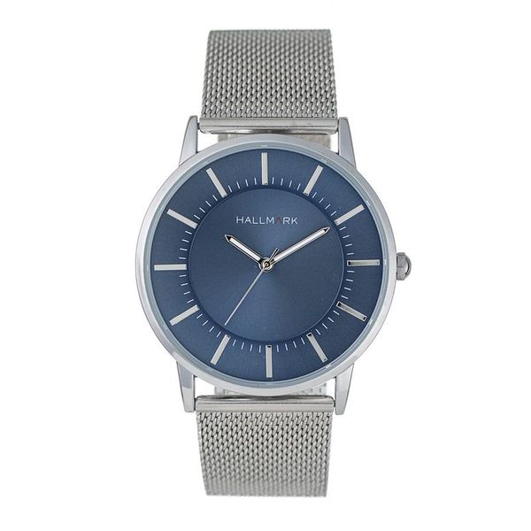 Hallmark Gents Silver Mesh Blue Dial Watch
