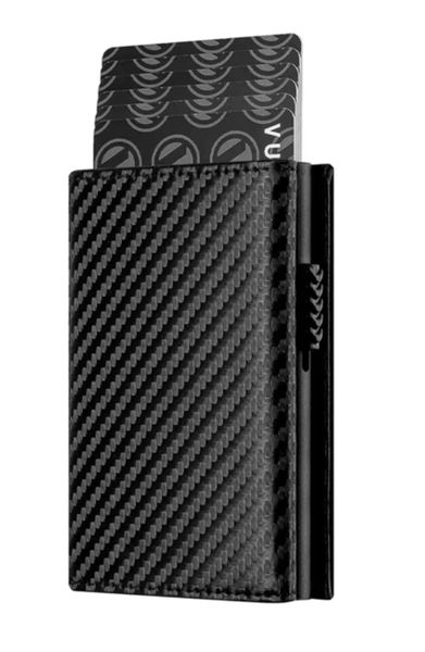 Triple Foldable Wallet With Magnetic Stripe Closur - Carbon Black