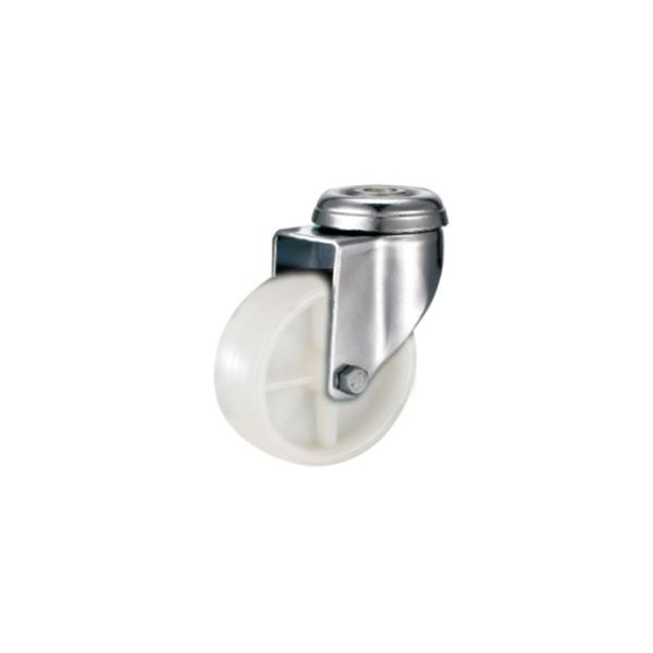Tradequip - White Nylon Castor - Bolt Hole Swivel 65mm