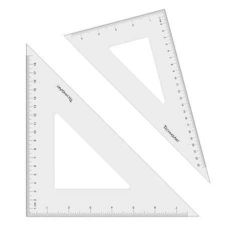 TechnoArt Set Squares Set of 2, 45 / 60 Degree, 30cm Image