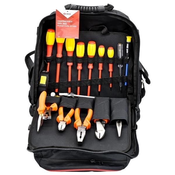 WACO - Tool Bag / Contractors Tool Bag Including 21 Piece DIY Tools