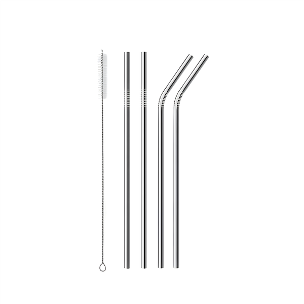 Stainless Steel Straws Metal Straws Reusable Straw with Cleaning Brush - 5P