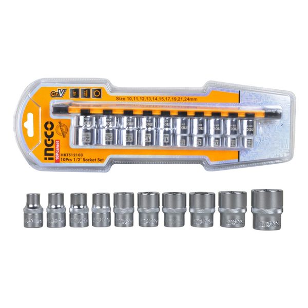 Ingco - 1/2" Socket Wrench Set - 10Pieces