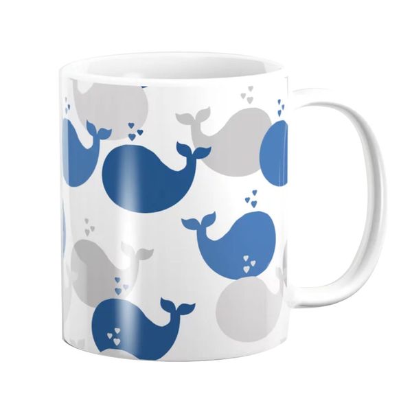 Pappa Joe Mug - Grey &amp; White Whales